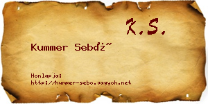 Kummer Sebő névjegykártya